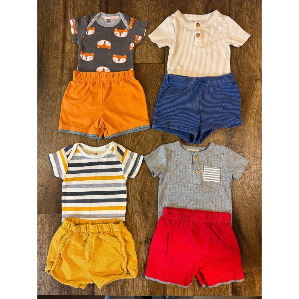 Baby Boy 3/6 Months Lot Outfits Shorts Shirts Bodysuits Summer Sets Bundle Fox